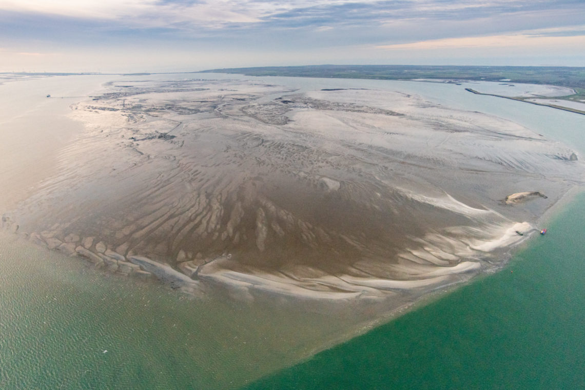 Luchtfoto van de Roggenplaat in de Oosterschelde