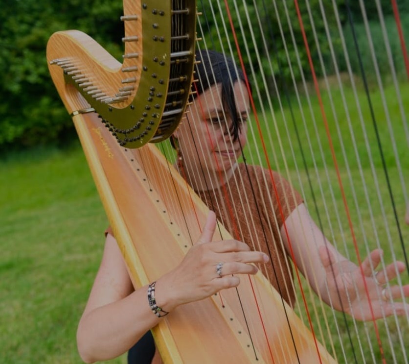 Een vrouw speelt harp, Antoinette Verkuijl-Rath Lievens Communiatie